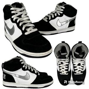 Nike Big Nike High LE Sneakers Retro Shoes Black Silver White 6 youth / Wmns 8